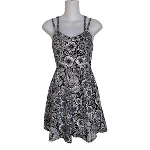 Aeropostale Spring Summer Black & White Floral Sleeveless Dress Women's Size XS